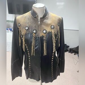 Black and Tan Women's Leather Jacket